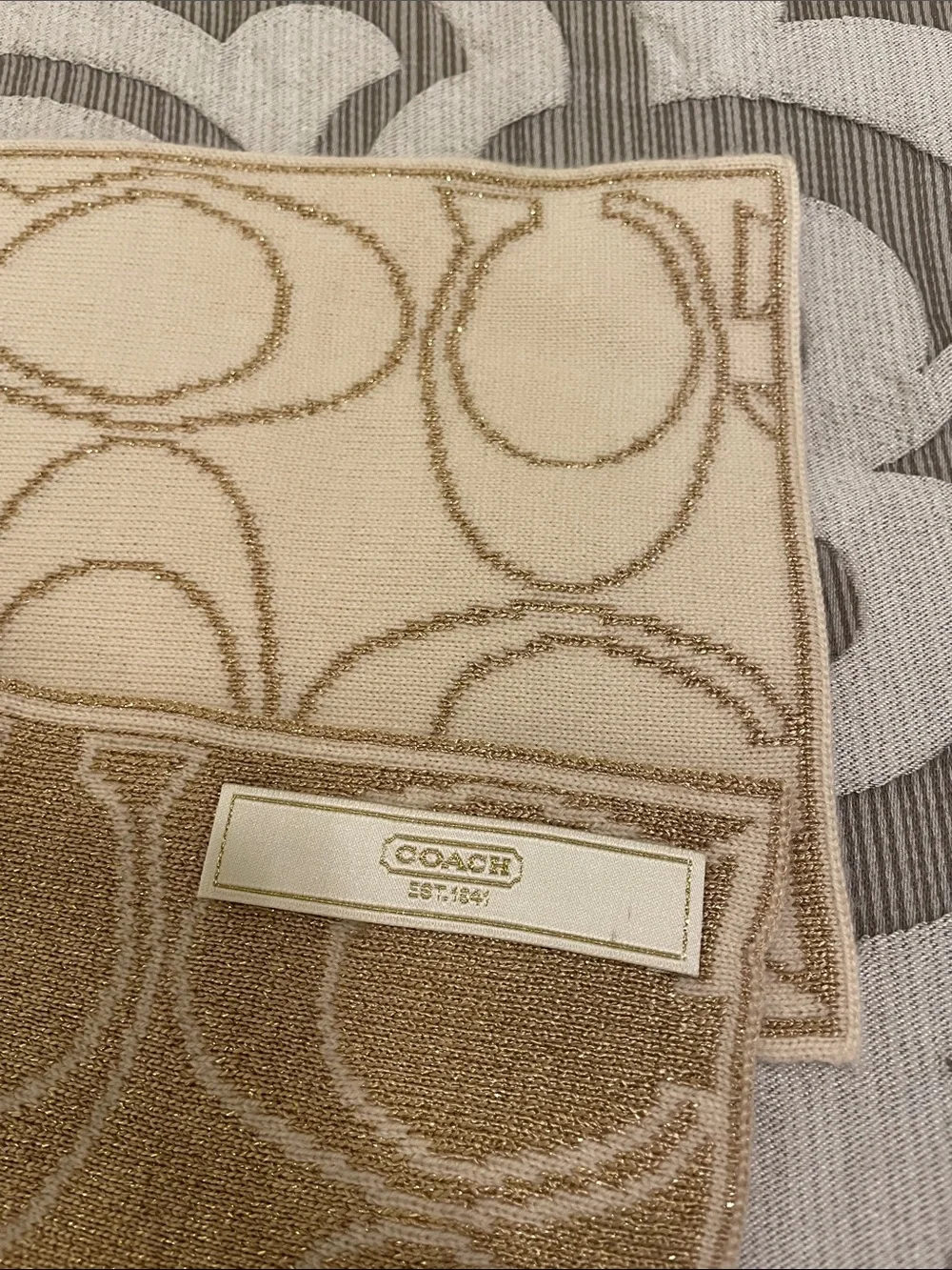 Coach Reversible Metallic Scarf